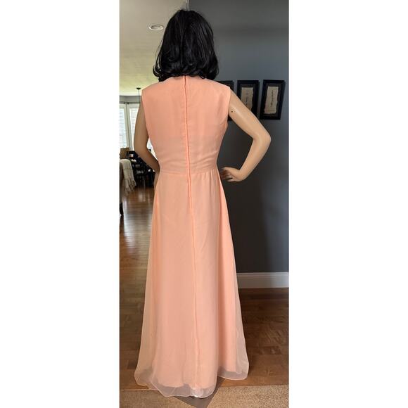 Vintage 1960s Elgin Peach Chiffon Dress & Sheer Overlay Set medium - Picture 5 of 17
